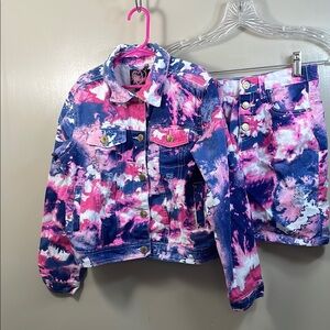 Chillipop Kids Tie-Dye Denim Jacket/skirt set size 10